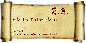 Rába Malakiás névjegykártya